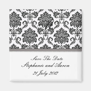 Imán Damask en blanco y negro para guardar la fecha