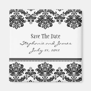 Imán Damask en blanco y negro para guardar la fecha