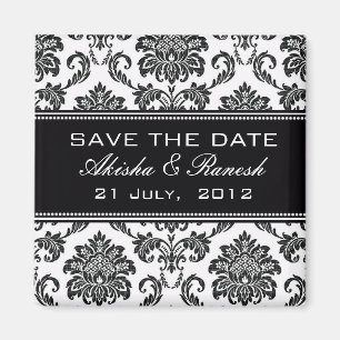 Imán Damask Guardar la Invitación Boda de fecha