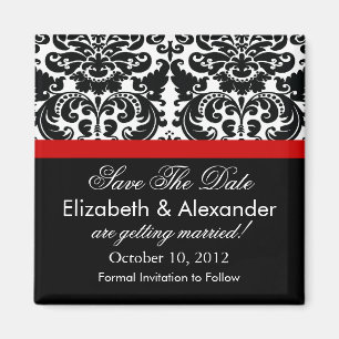 Imán Damask Red Save The Date Magnet