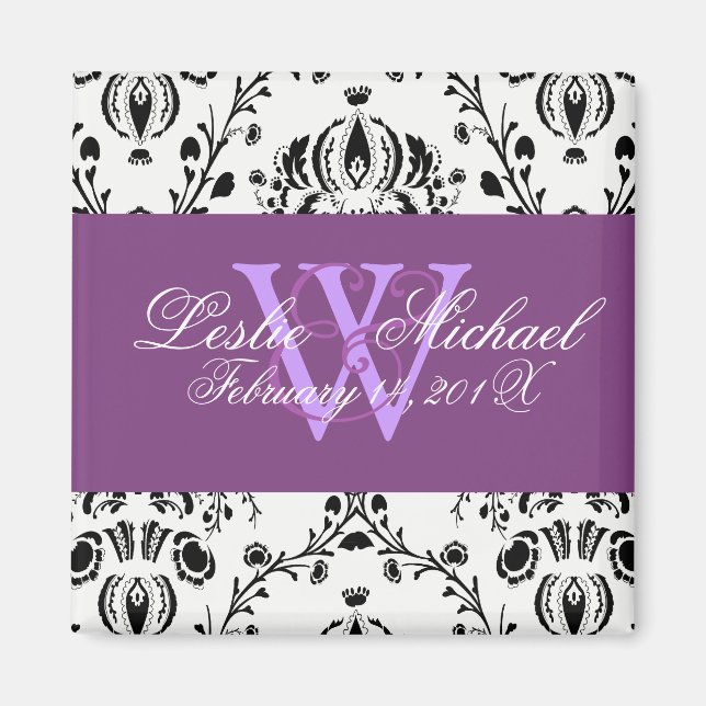 Imán Damask Save the Date Boda, imanes (Frente)