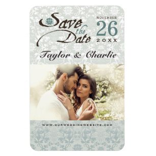 Imán Damask Vintage Lace Save The Date Photo Magnet