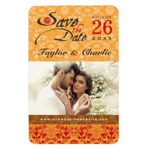 Imán Damask Vintage Lace Save The Date Photo Magnet
