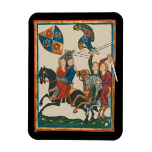 Imán Damsel en peligro, arte medieval del siglo XIV
