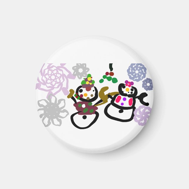 Imán Dance Snowman and Snowwoman (Frente)