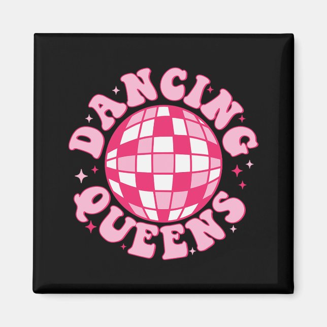 Imán Dancing Queen Retro Bridesmaids Disco Bachelo de l (Frente)