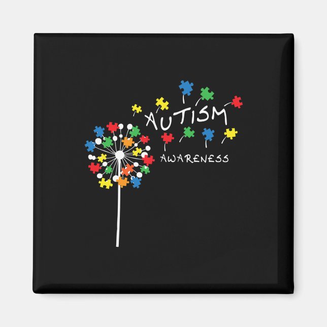Imán Dandelion Puzzle Piece Guay Autism Awareness Gift (Frente)