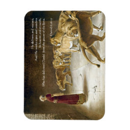 Imán Daniel en la escritura de arte bíblico del león