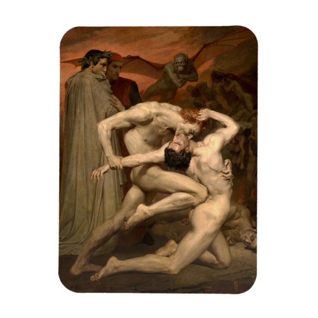 Imán Dante y Virgil en el Infierno (por Bouguereau) (Vertical)