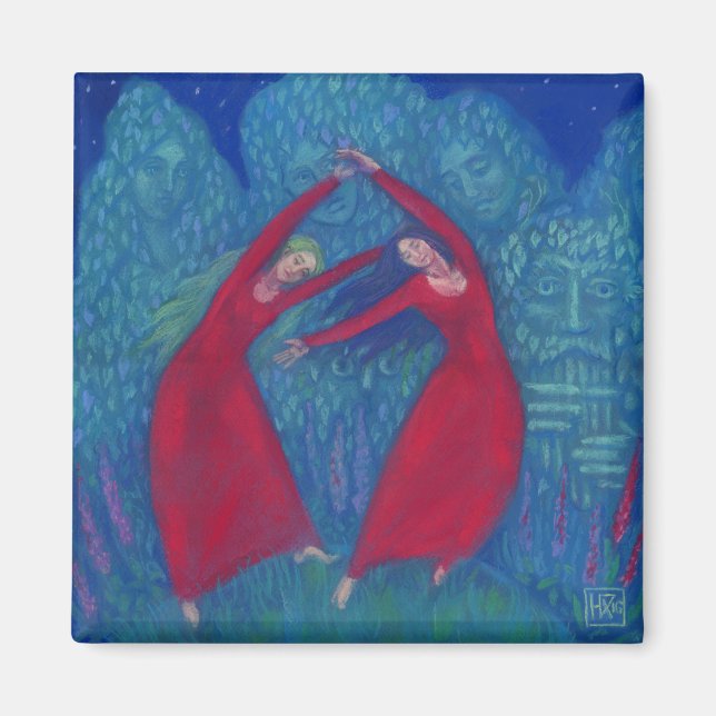 Imán Danza de las brujas, pintura pastel, arte de fanta (Frente)