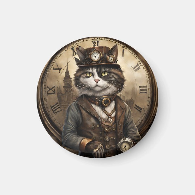 Imán Dapper Steampunk Calico Cat (Frente)