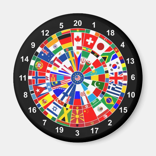 Imán dardos de la bandera del país del mundo juego de t (Frente)