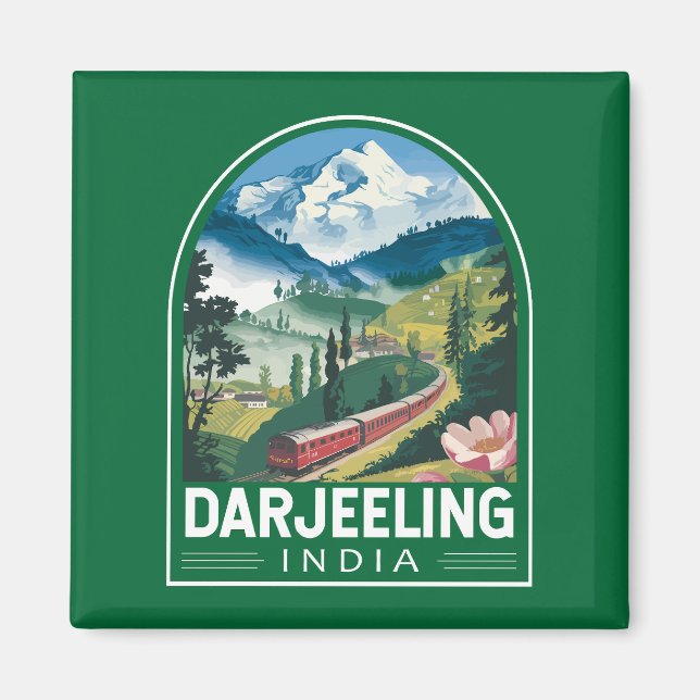 Imán Darjeeling India Travel Art Emblem (Frente)