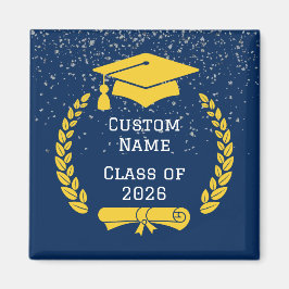 Imán Dark Blue & Gold Class of 2026 Graduation Magnet