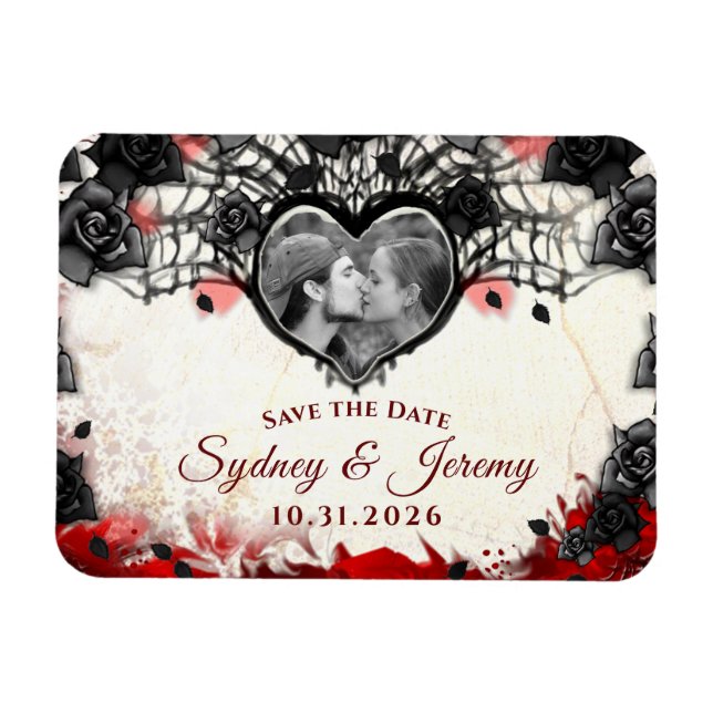 Imán Dark Gothic Halloween FOTO Save the Date Magnet (Horizontal)