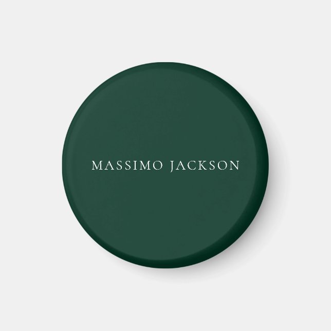 Imán Dark Green Minimalist Plain Modern Aesthetic Look (Frente)