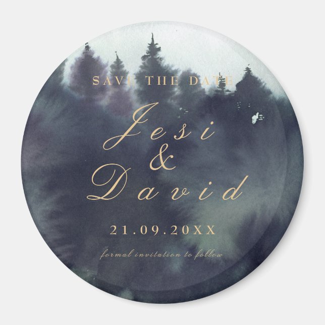 Imán Dark Moody Ethereal Forest Wedding Save The Date (Frente)