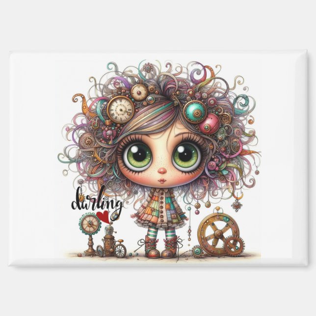 Imán Darling Quirky Steampunk Chica 5300 Magnet (Anverso)