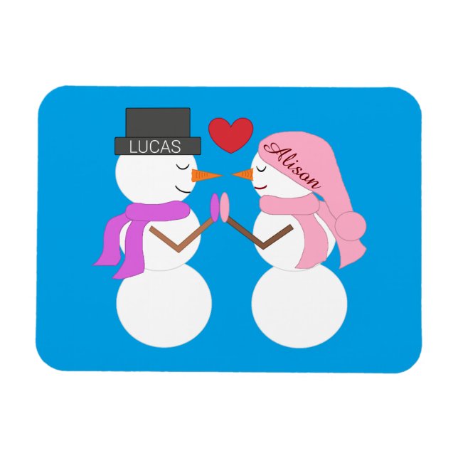 Imán Darling Snowpeople in Love: Blue-green (Horizontal)