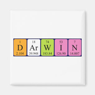 Imán Darwin periodic table name magnet