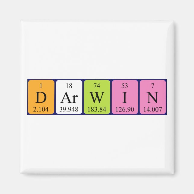 Imán Darwin periodic table name magnet (Frente)