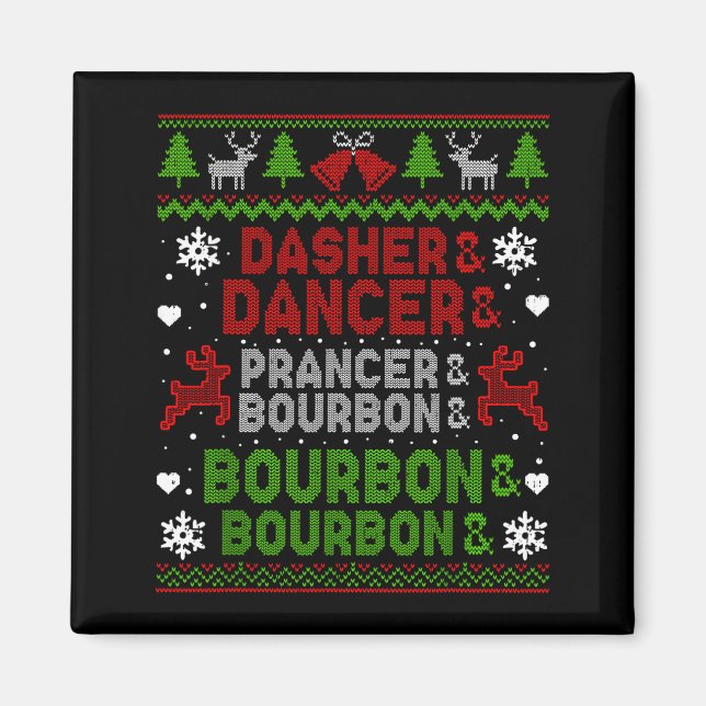 Imán Dasher Dancer Prancer Bourbon Feo Navidad Santa (Frente)