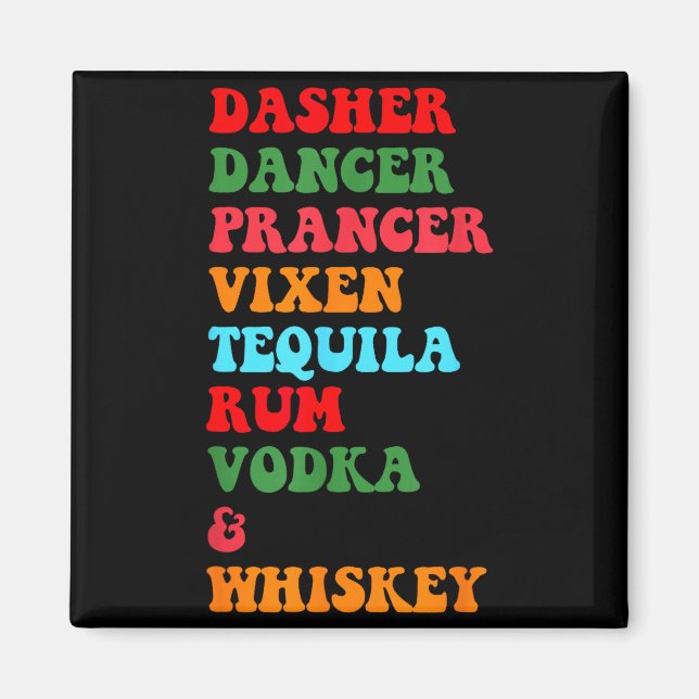 Imán Dasher Dancer Prancer Vixen Tequila Ron Vodka Desi (Frente)