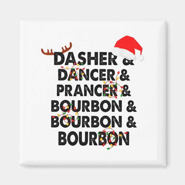 Imán Dasher Dancer Prancer y Bourbon Navidad (Frente)