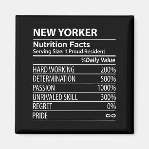 Imán Datos Nutricionales de Nueva York Humor Orgullo de