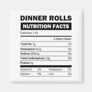 Imán Datos Nutricionales de Panecillos para Cena Famili