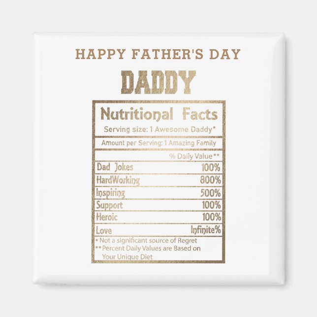 Imán datos nutricionales de papi día del padre (Frente)