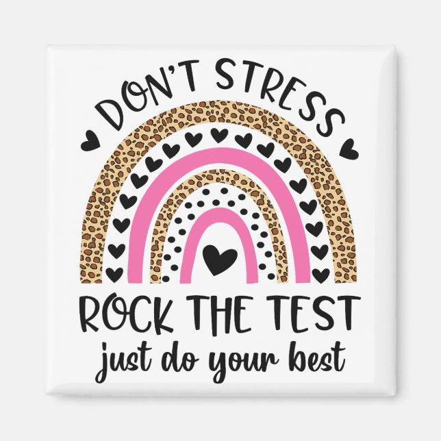 Imán Day Rock The Test Rainbow Teacher Funny Testing Da (Frente)