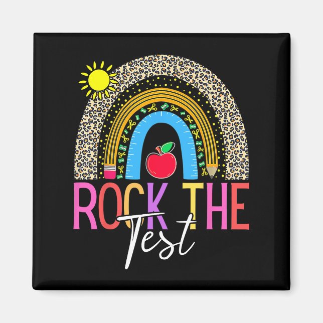 Imán Day Rock The Test Teacher Testing Day Leopard Rain (Frente)