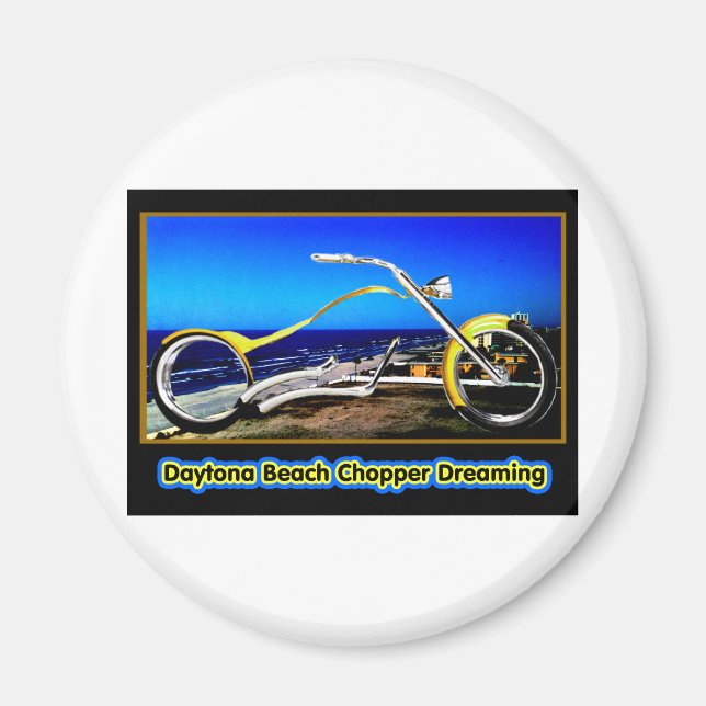 Imán Daytona Beach Chopper Soñando Oro Amarillo Negro T (Frente)