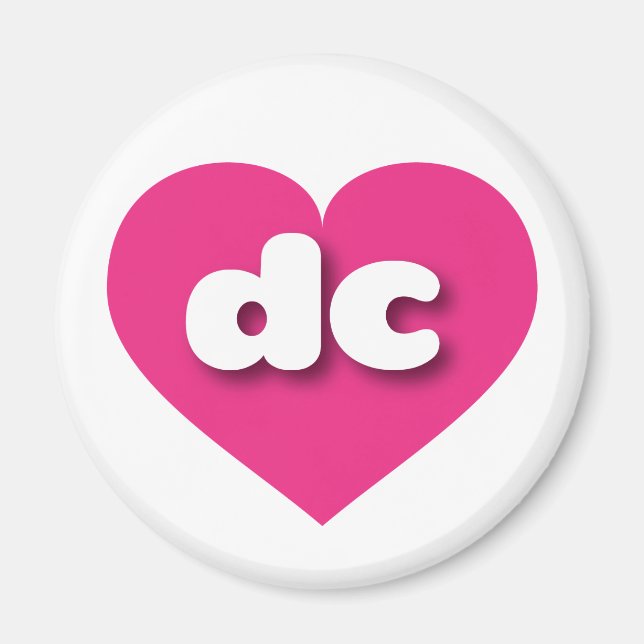 Imán dc corazón rosado caliente - me encanta dc (Frente)
