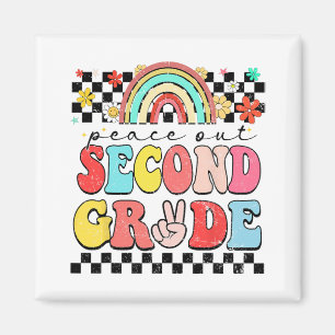 Imán De 2º Grado, Retro Groovy Feliz Día De Colegio