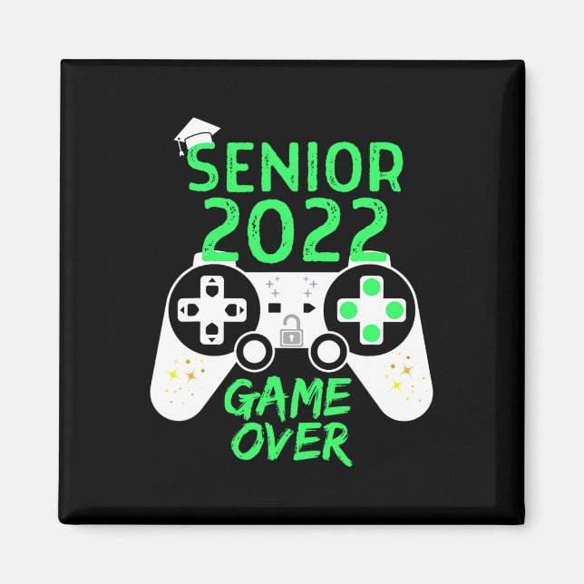 Imán De 2022 Videojuego Superior Gamer Escolar Verde  (Frente)