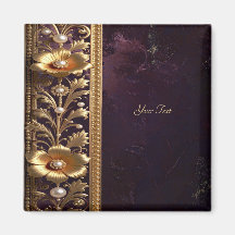 Imán de adorno floral dorado con perlas