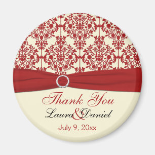 Imán de agradecimiento de damasco crema y rojo