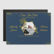 Imán de Ahorro de Fecha de Boda Elegancia Dorada