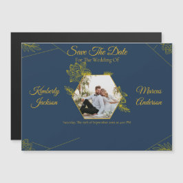 Imán de Ahorro de Fecha de Boda Elegancia Dorada