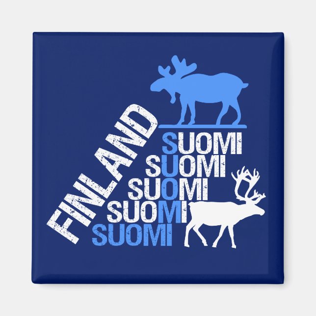 Imán de alces y renos de Finlandia (Frente)