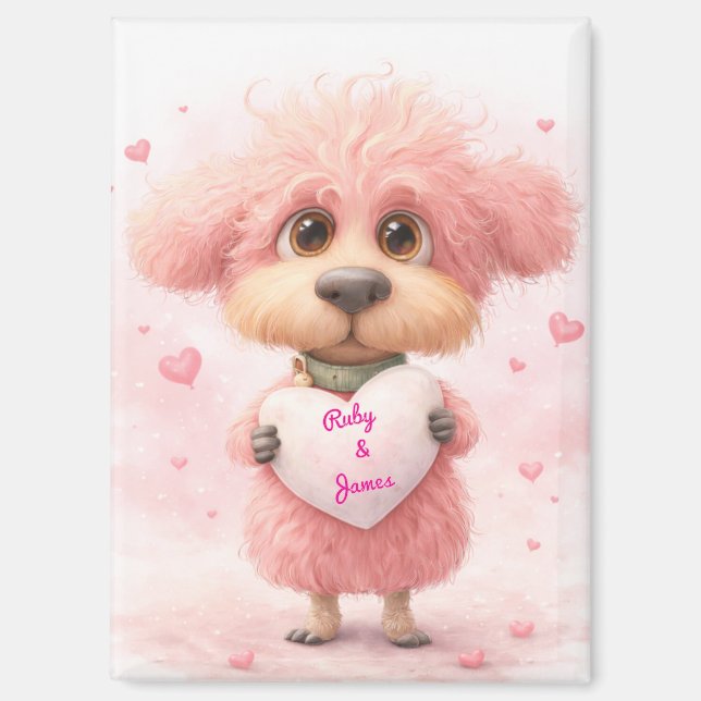 Imán de amor de cachorro personalizado (Anverso)
