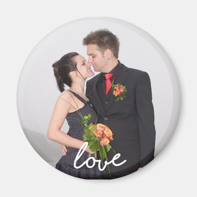Imán de amor de foto de boda personalizada (Frente)