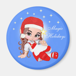Imán de ángel de hada de Navidad lindo y estrellas