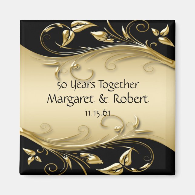 Imán de aniversario número 50 de oro y negro (Frente)