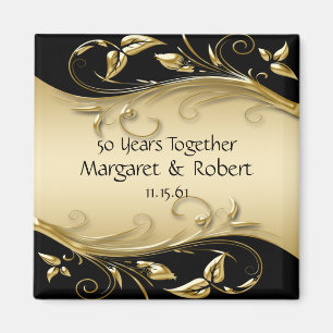 Imán de aniversario número 50 dorado y negro