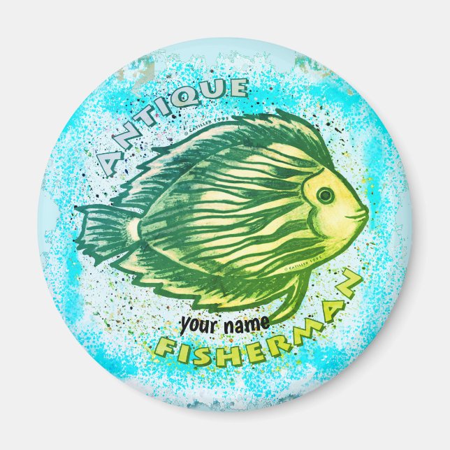 imán de Antique Fisherman (Frente)