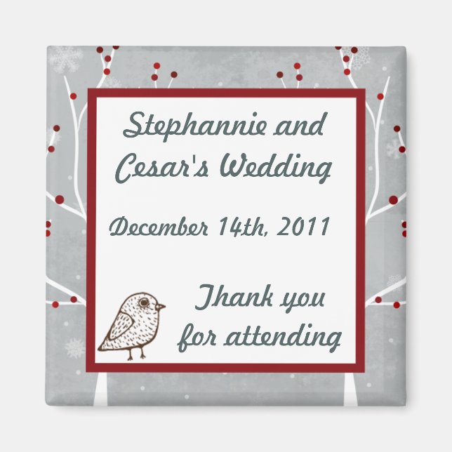 Imán de anuncio 2"x2" árbol blanco (Frente)