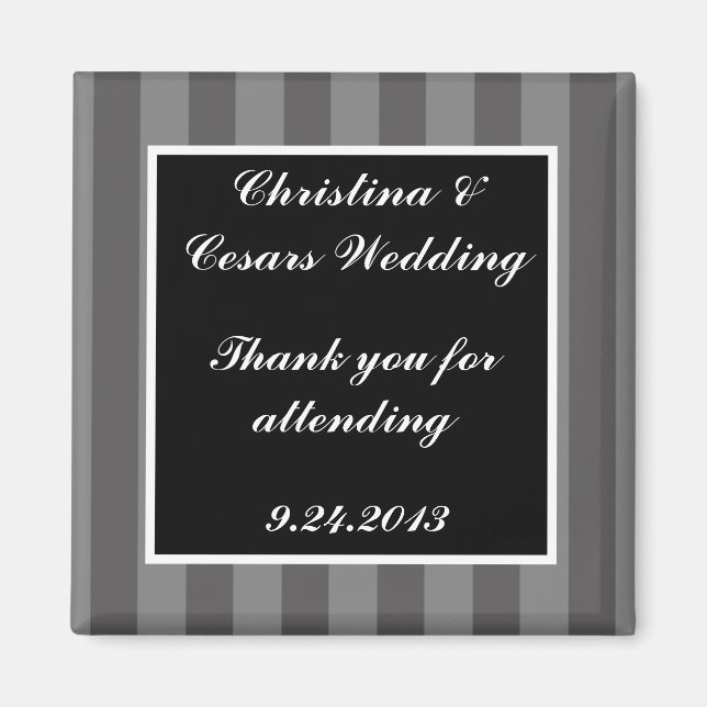 Imán de anuncio 2"x2" negro gris con floritura (Frente)